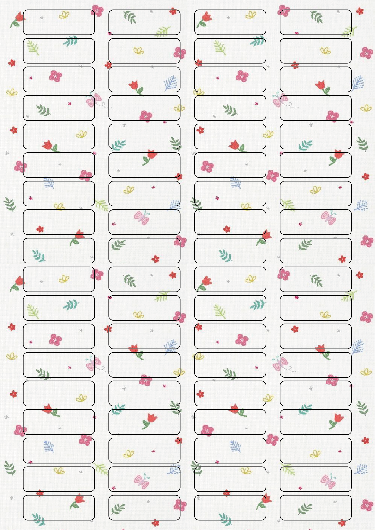 Square Template 4×18-colorful flowers and plants