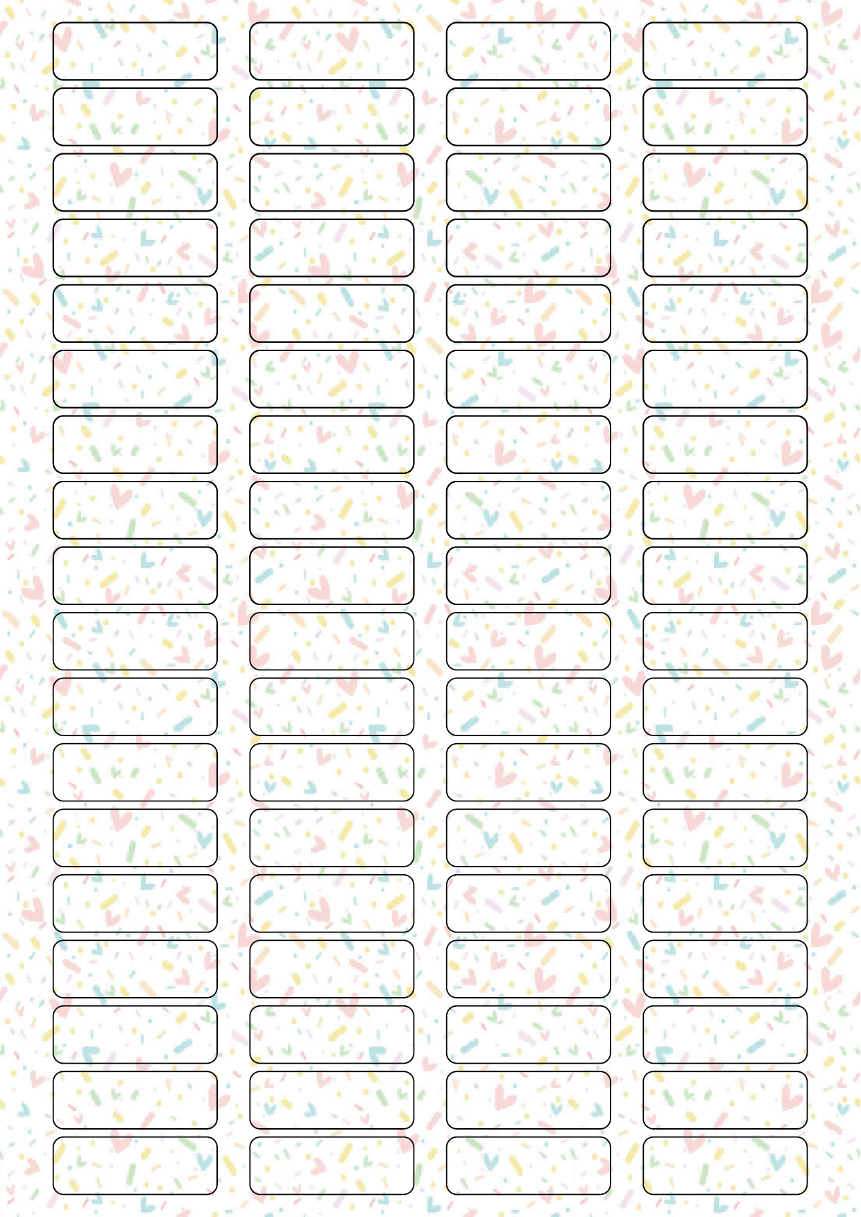 Square Template 4×18-colorful strips and hearts