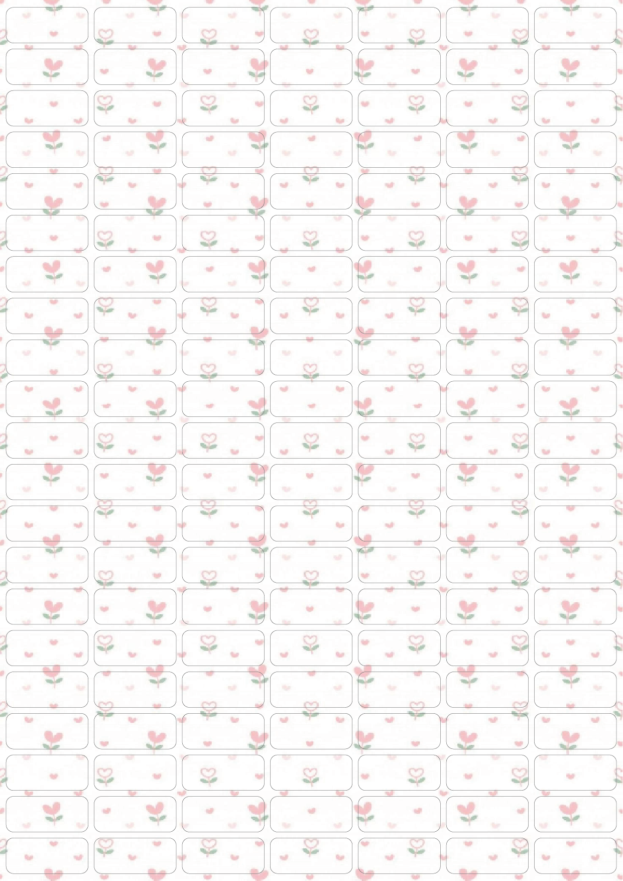 Square Template 7×21-pink hearts and flowers